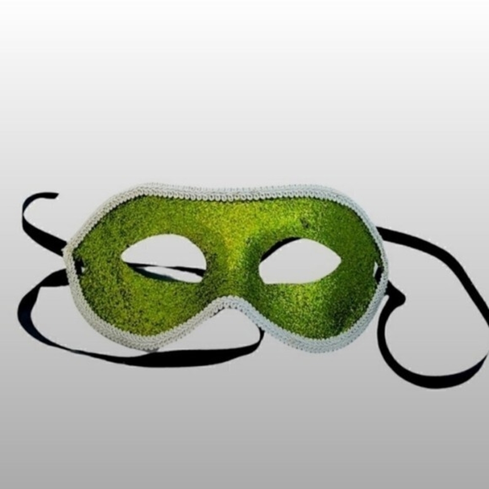 Glittery Green Costume Mask Masquerade Carnival Party Accessory Adult VG